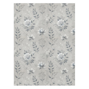 Vintage Floral Pattern on Rustic Grey Background Tablecloth