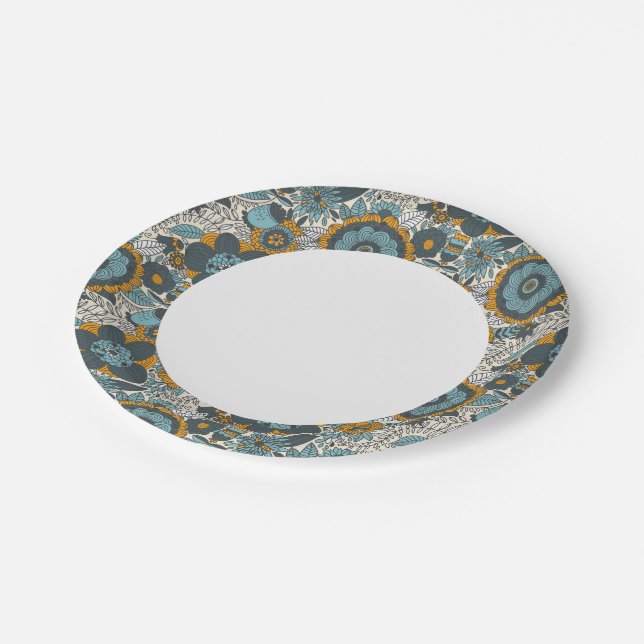 Vintage floral pattern paper plate (Angled)