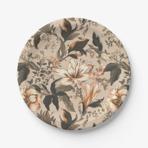Vintage Floral Pattern Paper Plates