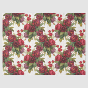 vintage floral pattern red roses party tissue paper