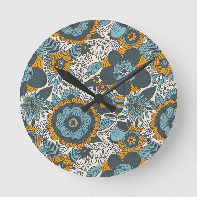Vintage floral pattern round clock (Front)