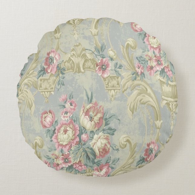 Vintage Floral Pattern Round Cushion (Front)