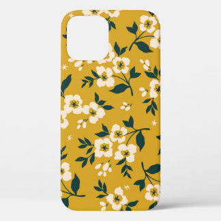 Vintage floral pattern, small white flowers. iPhone 12 case