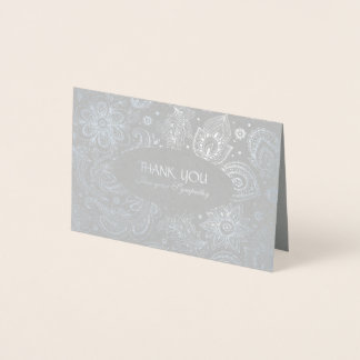 Vintage Floral Pattern Sympathy Thank You Foil Card