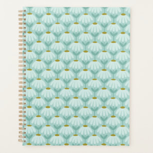 Vintage Floral Pattern Teal Blue & Olive Green Planner