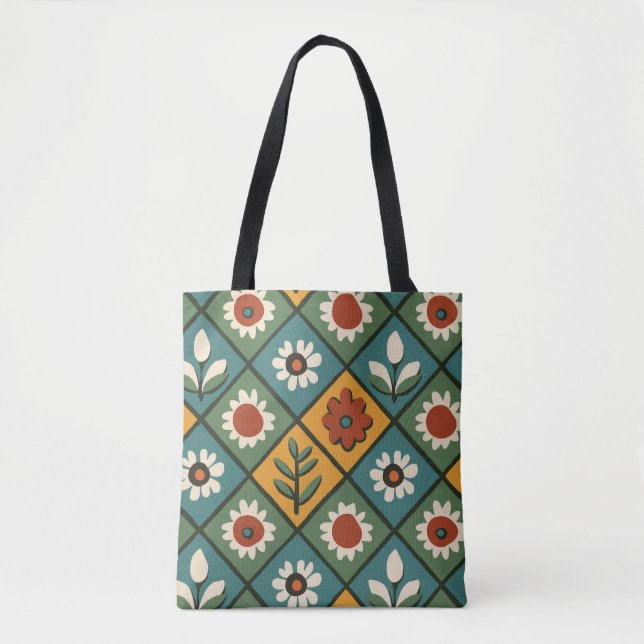 Vintage Floral Pattern Tote (Front)