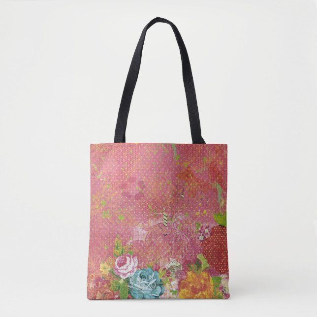 vintage floral pattern tote bag (Front)