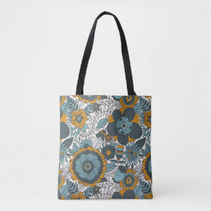 Vintage floral pattern tote bag