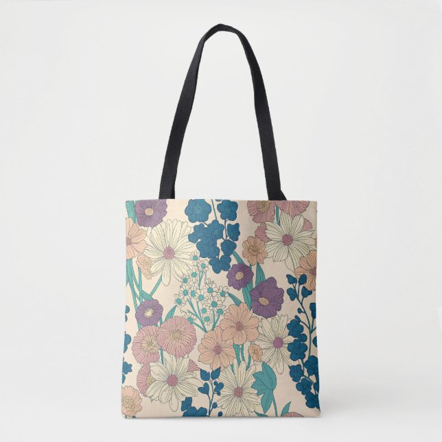 “Vintage Floral Pattern Tote Bag” Bag (Front)