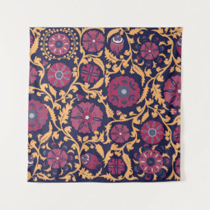 Vintage floral pattern. Uzbek suzani national orna Tapestry