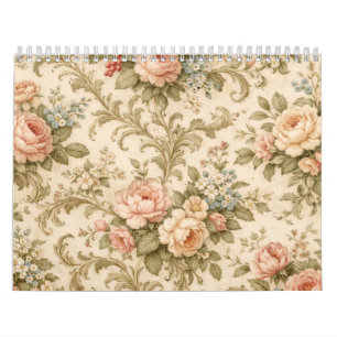 Vintage Floral Pattern Wallpaper Calendar