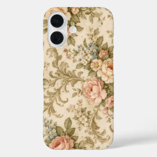 Vintage Floral Pattern Wallpaper iPhone 16 Case