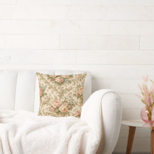 Vintage Floral Pattern Wallpaper Cushion