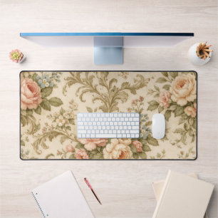 Vintage Floral Pattern Wallpaper Desk Mat