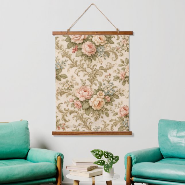 Vintage Floral Pattern Wallpaper  Hanging Tapestry (Living Room)