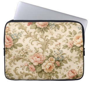 Vintage Floral Pattern Wallpaper Laptop Sleeve