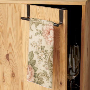 Vintage Floral Pattern Wallpaper Tea Towel