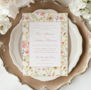 Vintage Floral Pattern Wedding Invitation