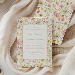 Vintage Floral Pattern Wedding Invitation