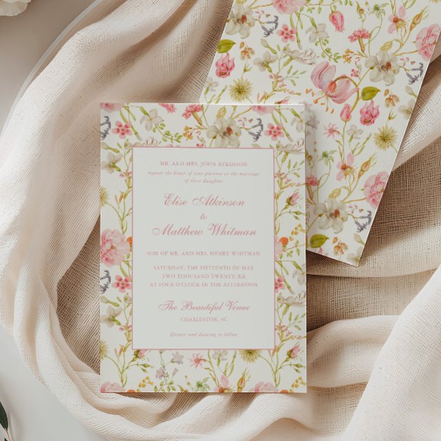 Vintage Floral Pattern Wedding Invitation (Creator Uploaded)