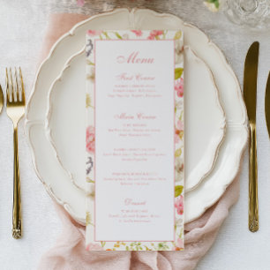 Vintage Floral Pattern Wedding  Menu