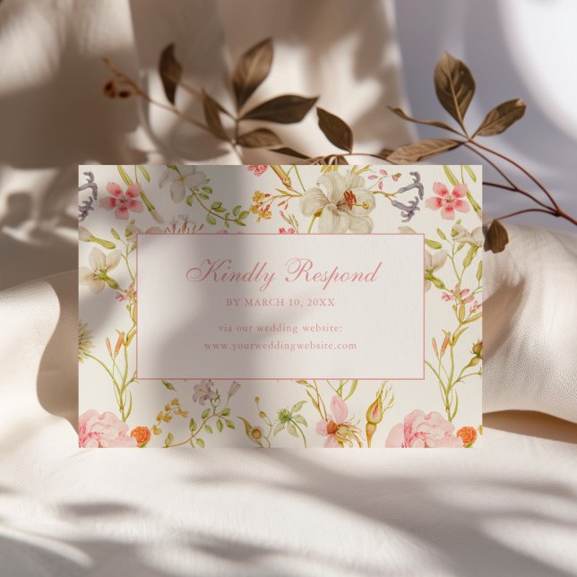 Vintage Floral Pattern Wedding RSVP Card (Creator Uploaded)