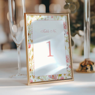 Vintage Floral Pattern Wedding Table Number
