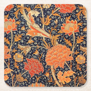 Vintage Floral Pattern, William Morris Square Paper Coaster
