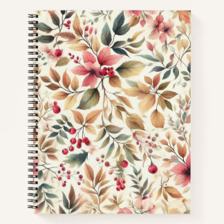 Vintage Floral Pattern With Berries Notebook