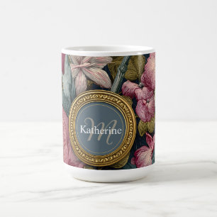 Vintage Floral Pattern with Custom Name Coffee Mug