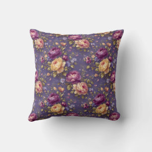 Vintage Floral Pattern with Elegant Leaves Cushion