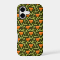 Vintage Floral Pattern with Orange Tulips