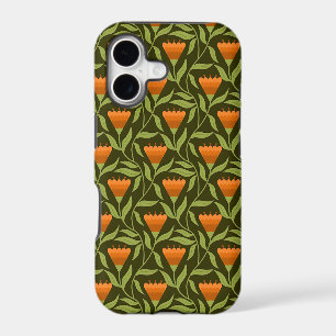 Vintage Floral Pattern with Orange Tulips