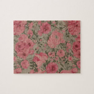 Vintage Floral Pattern With Pastel Colors Flowers Jigsaw Puzzle
