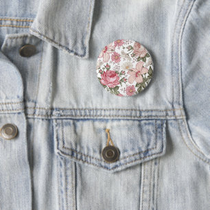 Vintage Floral Pattern with Roses 6 Cm Round Badge