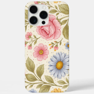 Vintage Floral Pattern with Roses and Daisies  iPhone 16 Pro Max Case