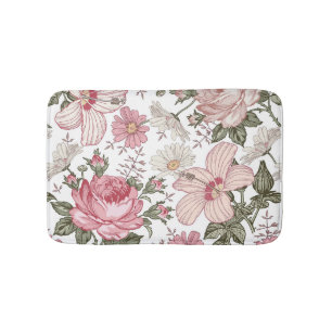 Vintage Floral Pattern with Roses Bath Mat