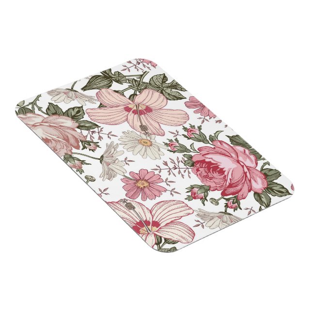 Vintage Floral Pattern with Roses Magnet (Right Side)