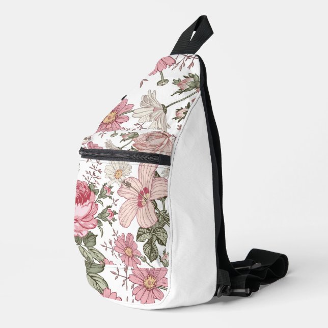 Vintage Floral Pattern with Roses Sling Bag (Right Corner)