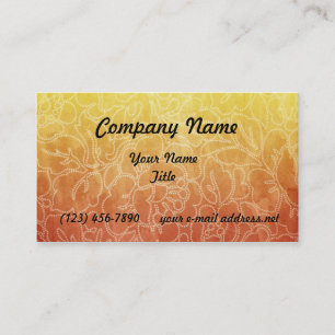 Vintage floral pattern yellow orange business card
