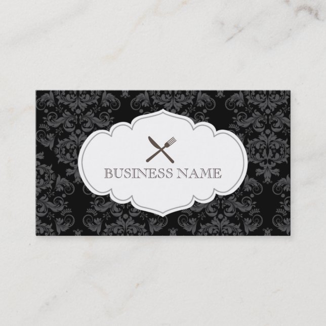Vintage Floral Patterns Catering Business Card (Front)