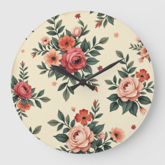 Vintage floral patterns with classic elegance large clock
