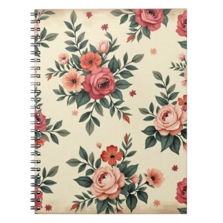 Vintage floral patterns with classic elegance notebook