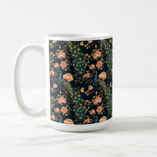 Vintage Floral Peacock Pattern Coffee Mug
