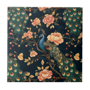 Vintage Floral Peacock Pattern Tile