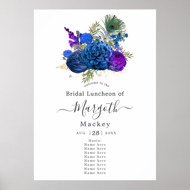 Vintage Floral Peacock Welcome Poster (Front)