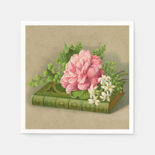 Vintage Floral Peony Classy Book Elegant Napkin