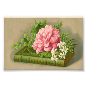 Vintage Floral Peony Classy Book Elegant Photo Print