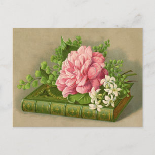 Vintage Floral Peony Classy Book Elegant Postcard