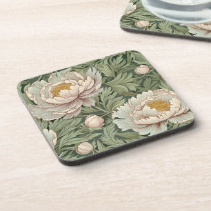 Vintage Floral Peony Patterned Coaster